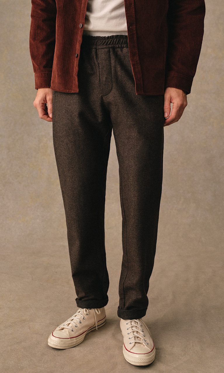 Pantalon Chino En Tweed De Laine Pour Homme - Coupe Droite Large - Élastique Et Chaud Pour L'Hiver - Style Vintage Business Casual - 10