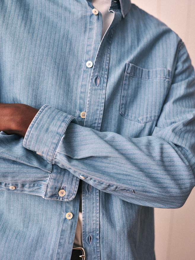 grey denim dress shirt Mavi Men's Edition Long Sleeve Button-Up Shirt In Grey Indigo main image 1