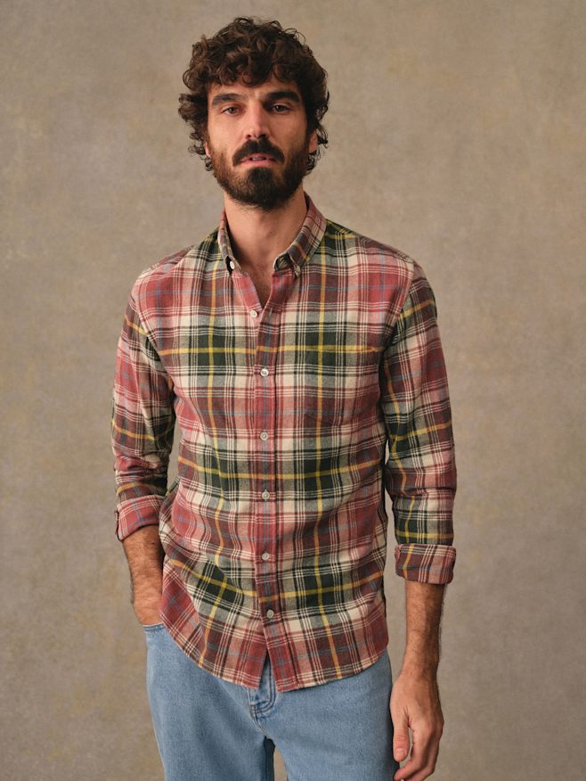 ALEX VANDO Chemise boutonnée à manches longues en flanelle à carreaux