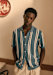 Steel Blue Ecru Stripes