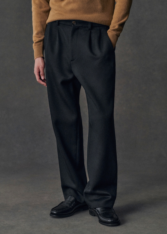 Dusk Elasticated Pants - Brown with Green Stripes - Recycled wool