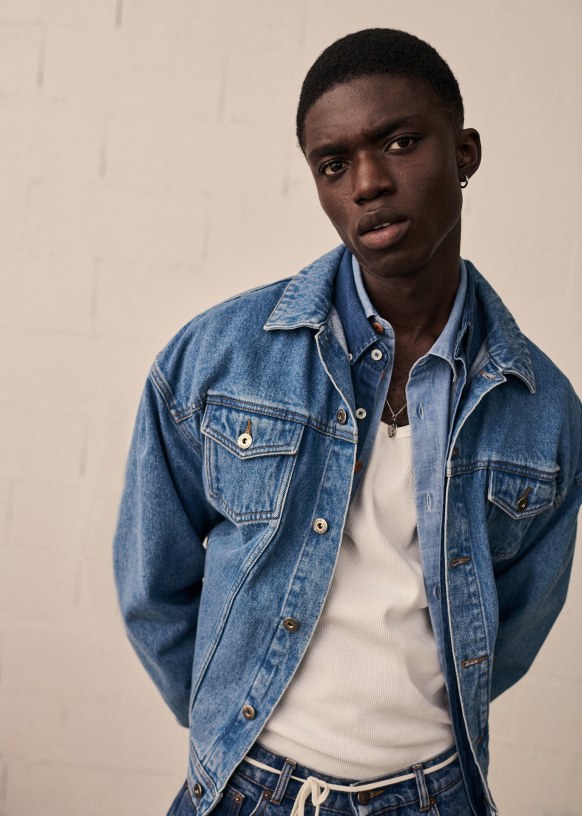 Blue cotton jacket hotsell