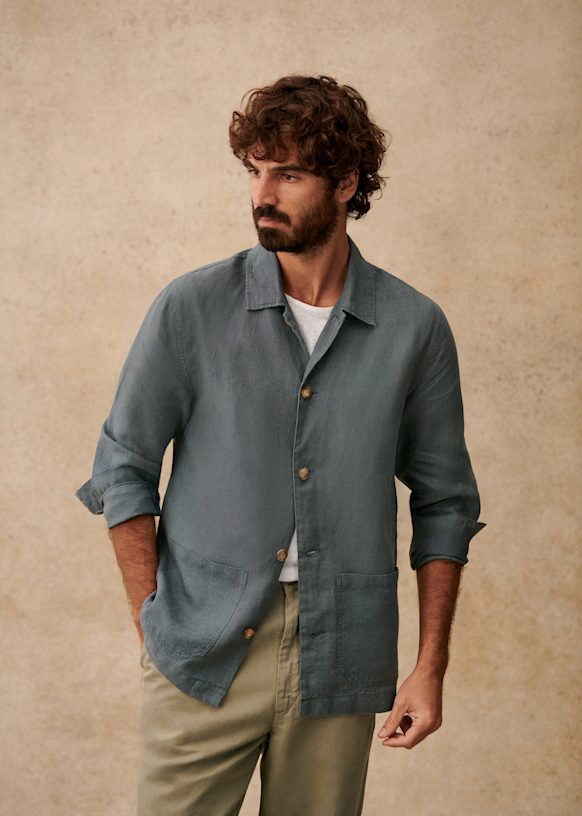 Irwin Jacket - Steel Blue - Linen - Sézane