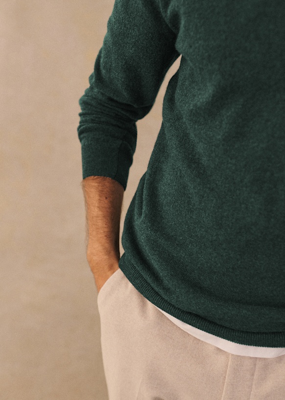 Matthis Sweater - Dark Mottled Green - Wool - Sézane