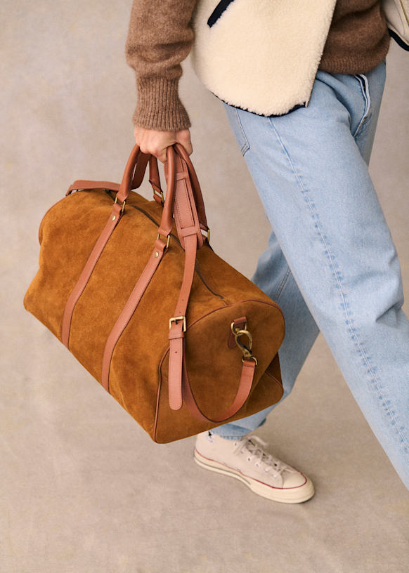 Larkins Weekend Bag Camel Suede Bovine leather Octobre Editions