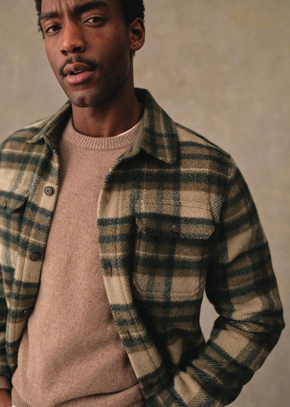 Lellan Shirt - Forest Green Tiles - Wool - Sézane
