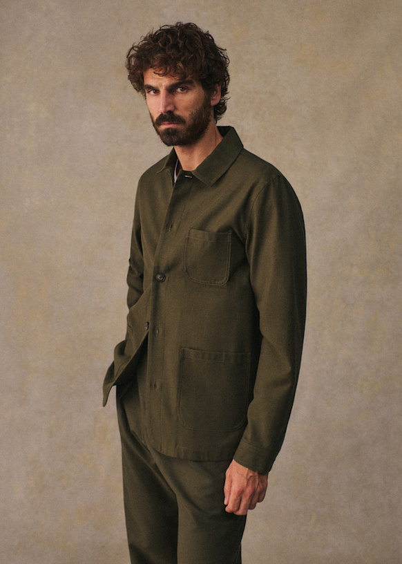 Bennor Jacket - Olive Green - Wool - Szane