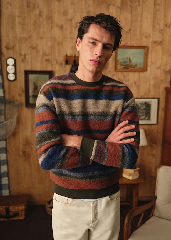 Ronix Sweatshirt - Multicoloured Stripes - Wool - Octobre Éditions