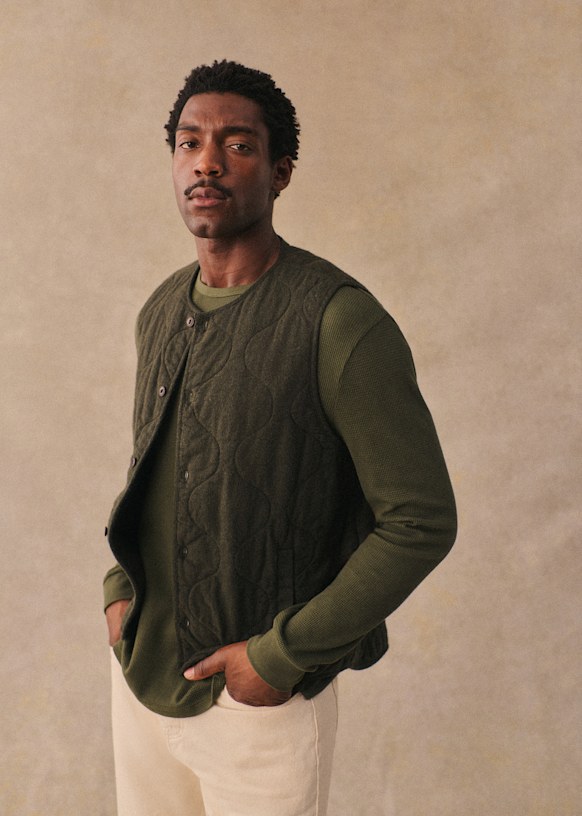 Iboxer Flanelle Sleeveless jacket - Dark Green - Cotton - Octobre