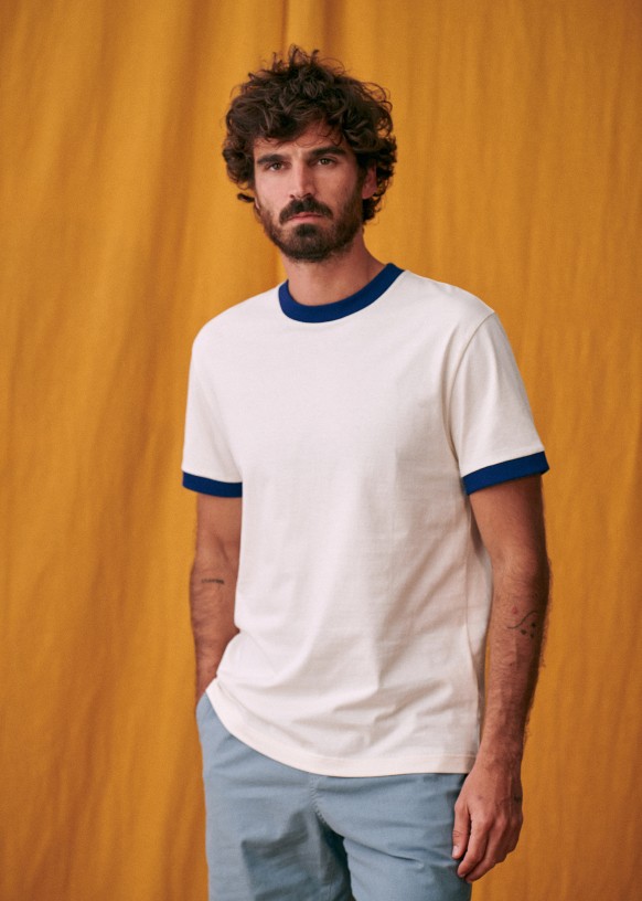 Landon T-Shirt - Écru / Bleu - Octobre Éditions