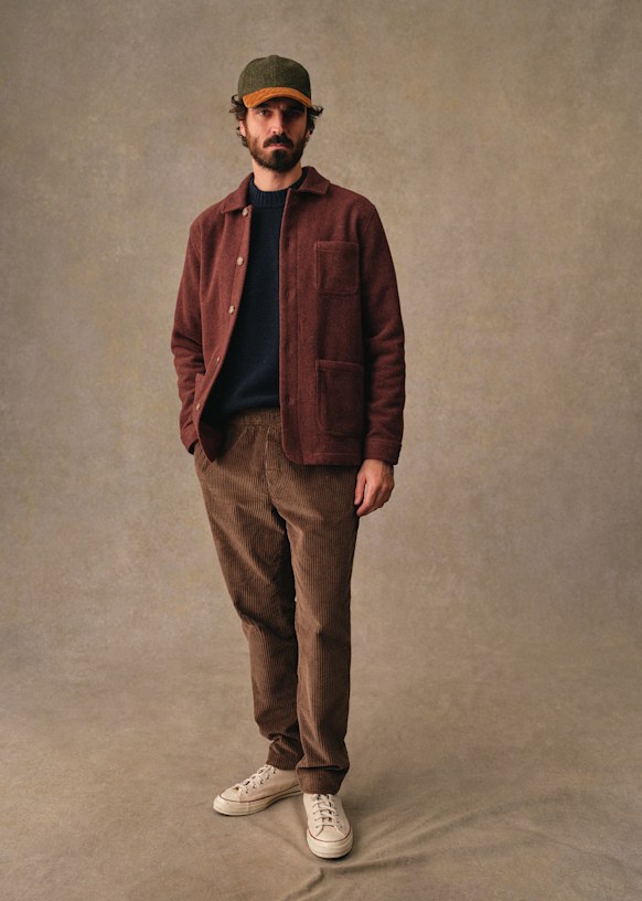 Nelson Jacket - Blue Chevron - Wool - Sézane