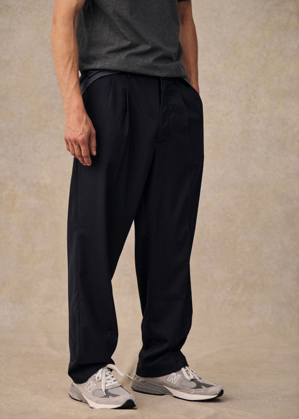 納得できる割引 Dusk Élastiqué Straight Pants - Navy - Polyester - Sézane パンツ