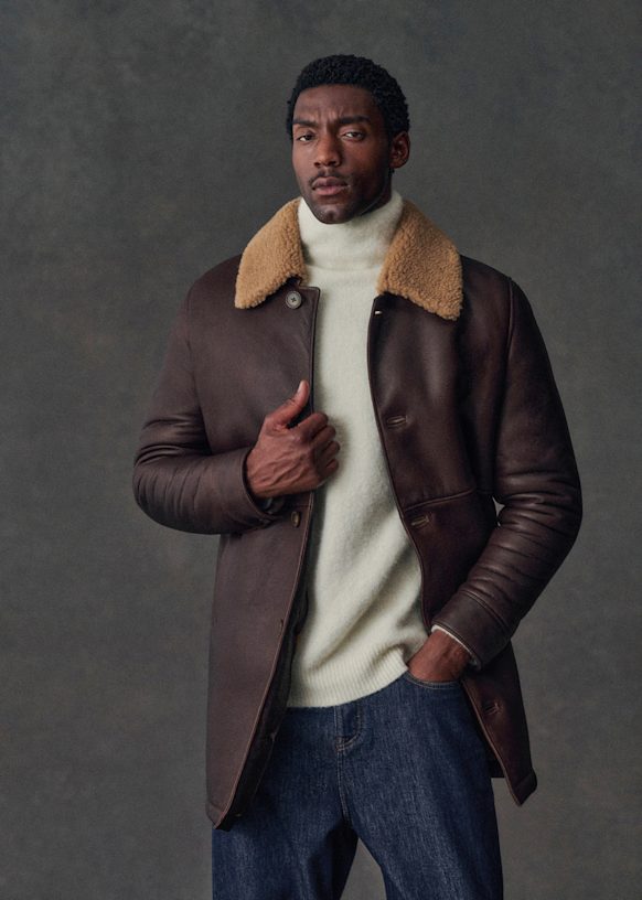 Oberon Coat - Chocolate - Sheep leather - Sézane