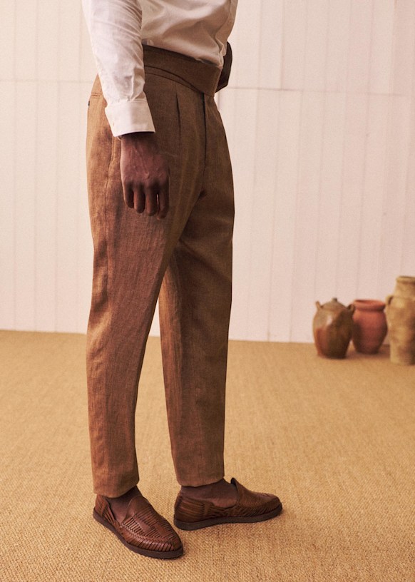 Terence Straight Pants - Light Blue Heather - Linen - Sézane