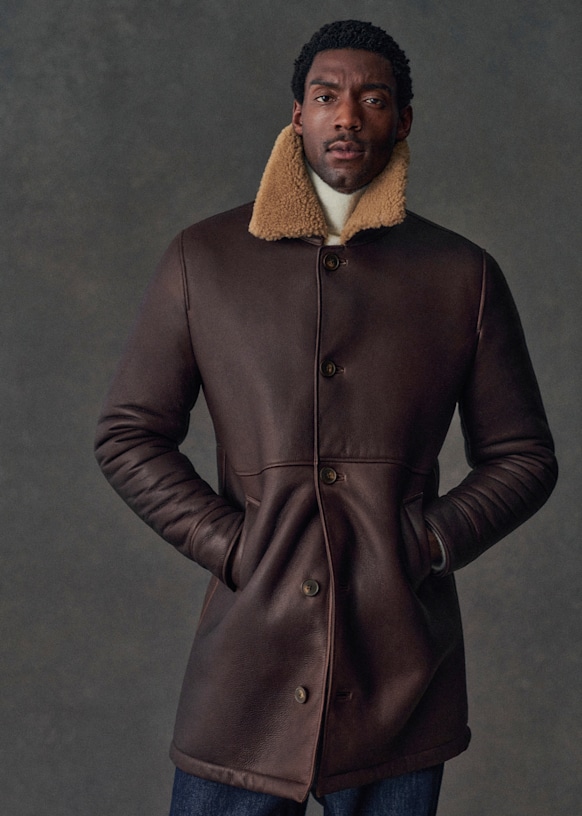 Oberon Coat - Chocolate - Sheep leather - Sézane