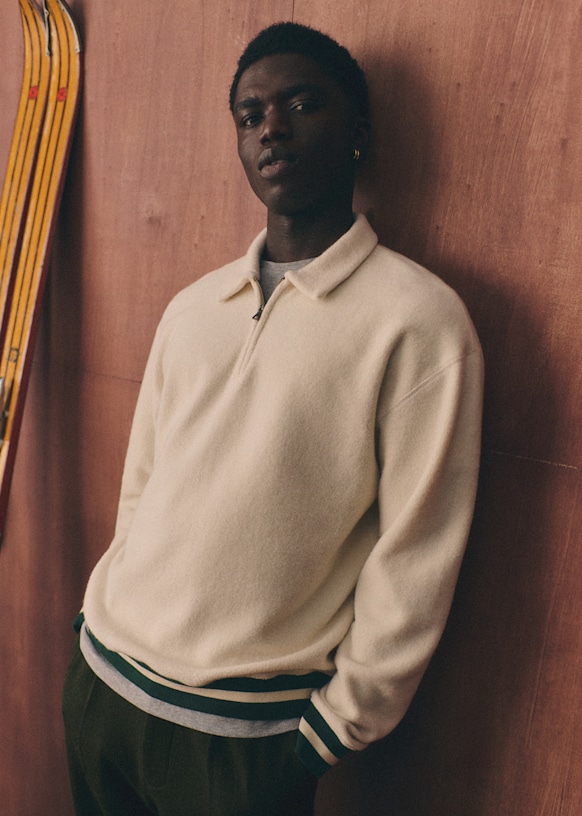 Sweatshirt Ravon - Écru / Vert - Polyester - Sézane