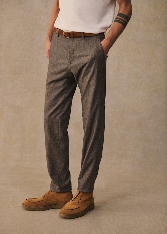 Carl Trousers - Light Mottled Brown - Wool - Sézane