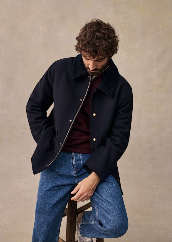 Gustave Blouson - Navy - Wool - Sézane