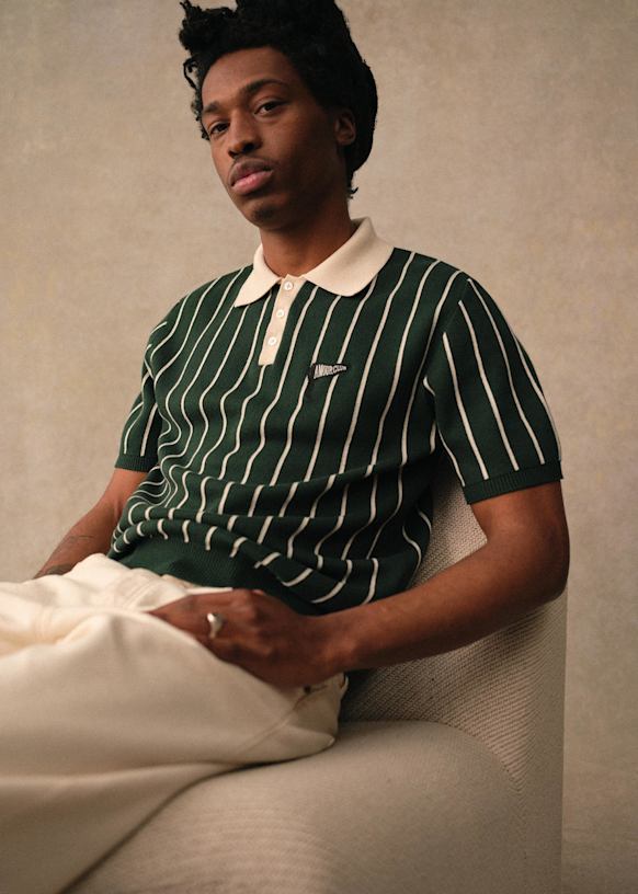 Amour Club Knit Polo - Green / Ecru - Organic cotton - organic