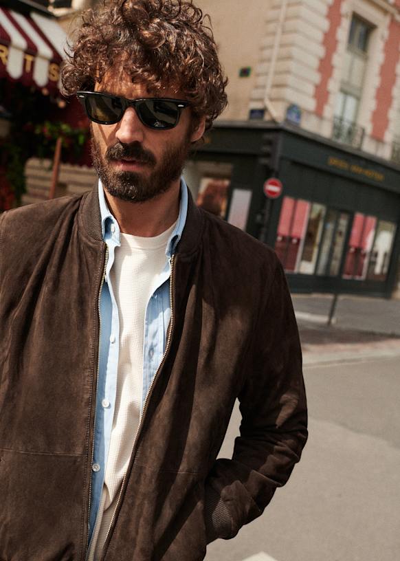 Suede Harvey Teddy - Olive Green - Goat Leather - Sézane