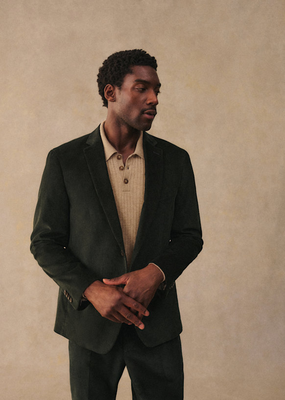 Warren ベロアスーツジャケット - ダークグリーン - コットン - Sézane