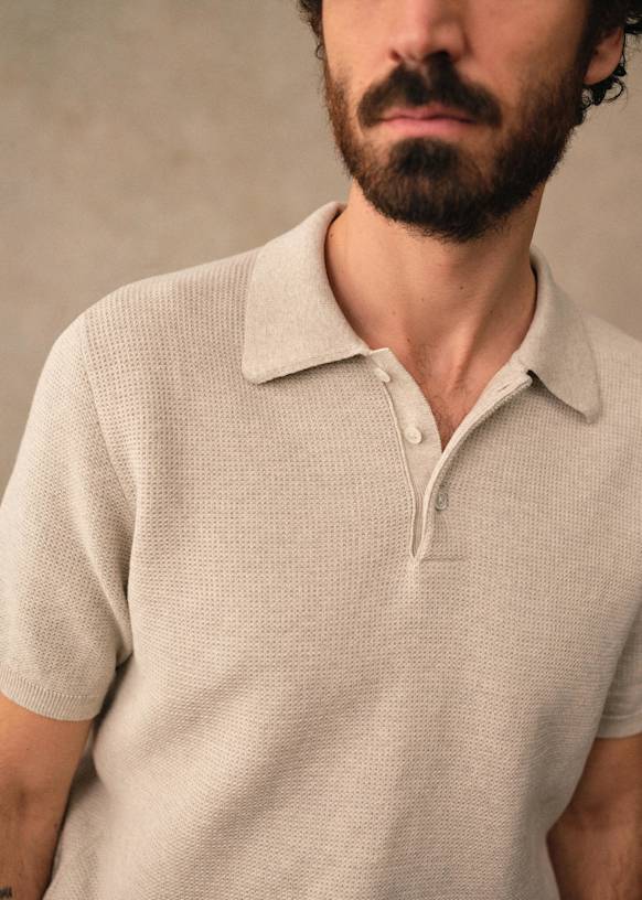 Sawyer Polo - Mottled Beige - Organic cotton - organic textile