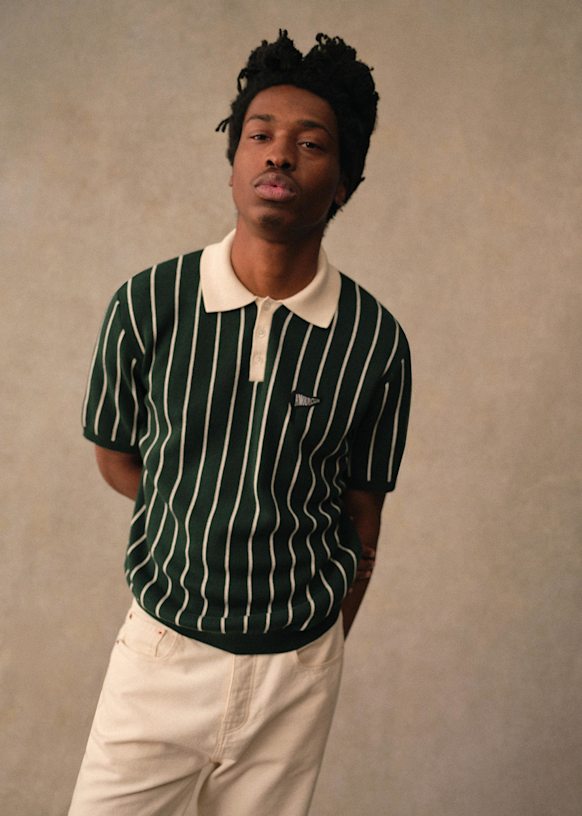 Lumignon love check summer knit op 【S+】 Amour Club Knit Polo - Green / Ecru - Organic cotton - organic