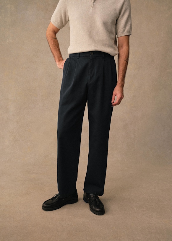 Dusk Elasticated Pants - Dark Blue - Polyester - Sézane
