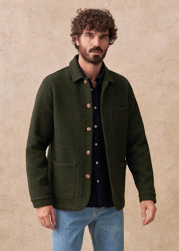 Nelson Jacket - Olive Green - Wool - Octobre Éditions