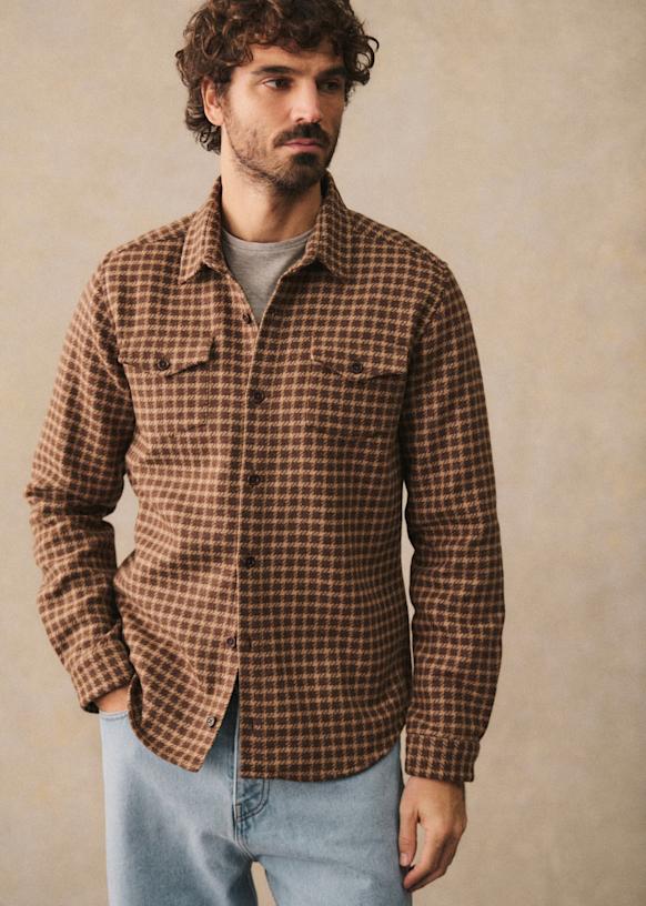 Ethan Checkered Shirt - Camel / Beige - Wool - Octobre Éditions