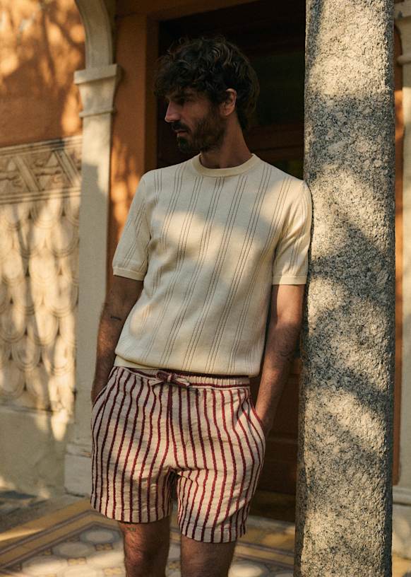 Halmon Short - Beige Rust Str…