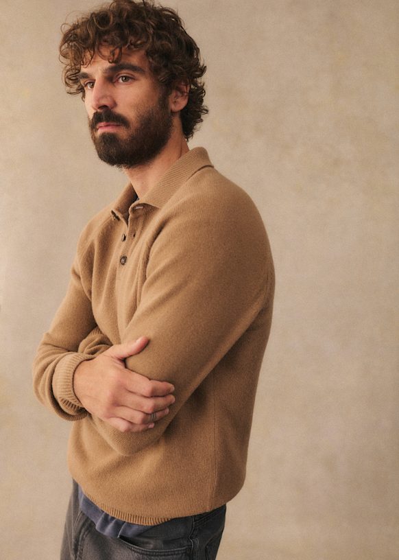 マウリッツィオ ペコラーロ カシミヤ リネン混 ニットアンサンブル Moreno Sweater - Heather Brown - Wool - Octobre Éditions
