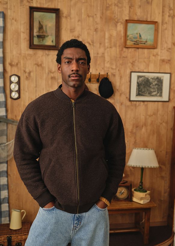 dezert ウール ノーカラージャケット ブラウン系 ビンテージ dezert