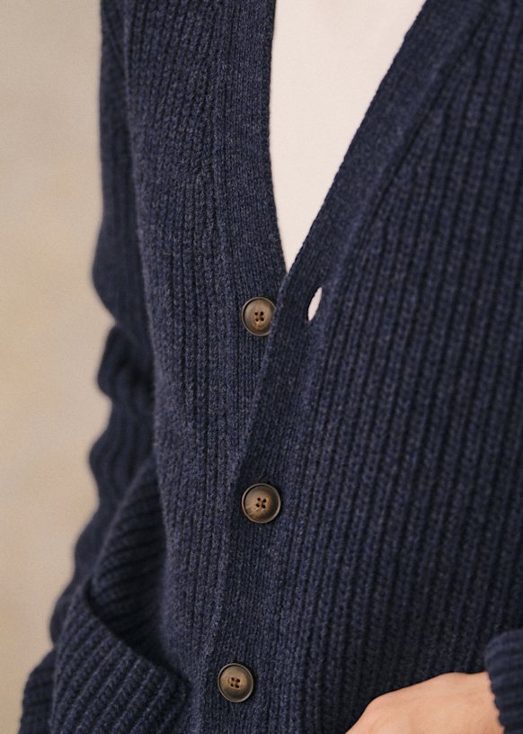 当季大流行 Mottled - Cardigan Gable Blue Éditions Octobre - Wool - トップス