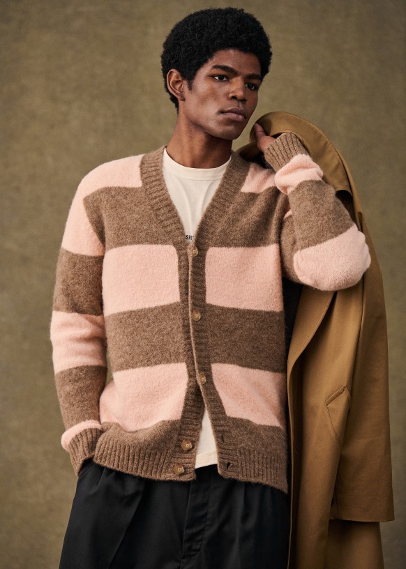 Roberto Cardigan - Camel / Pink - Baby Alpaca - Octobre Éditions
