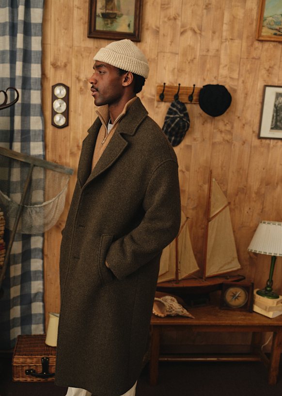Hugh Coat - Olive Green - Wool - Octobre Éditions