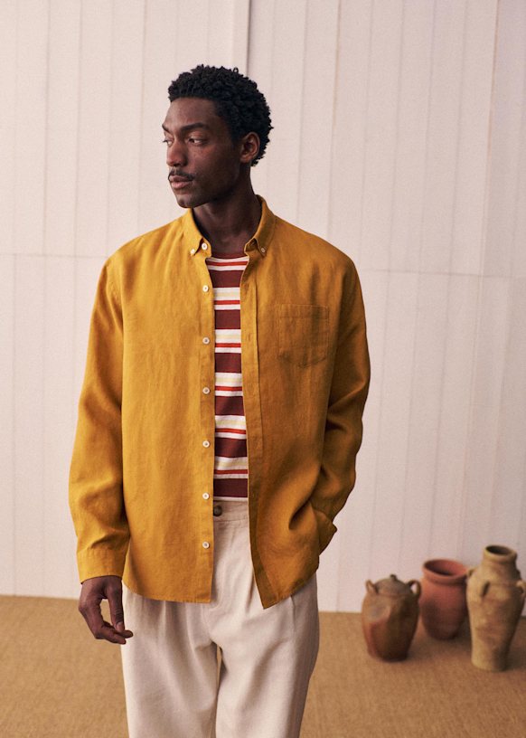 Linen Charlie Shirt - Ochre - Linen - Sézane