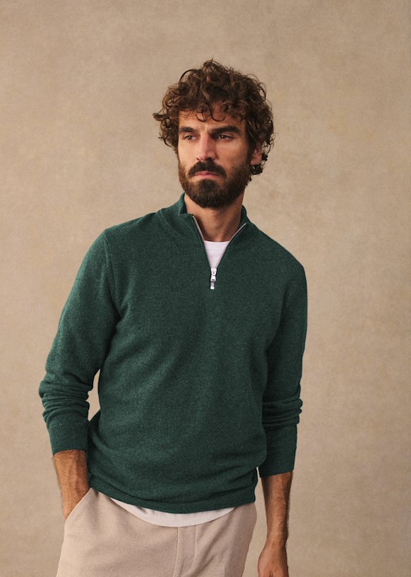 Matthis Sweater - Dark Mottled Green - Wool - Sézane