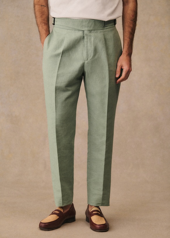 Terence Straight Pants - Sea Green - Linen - Octobre Éditions