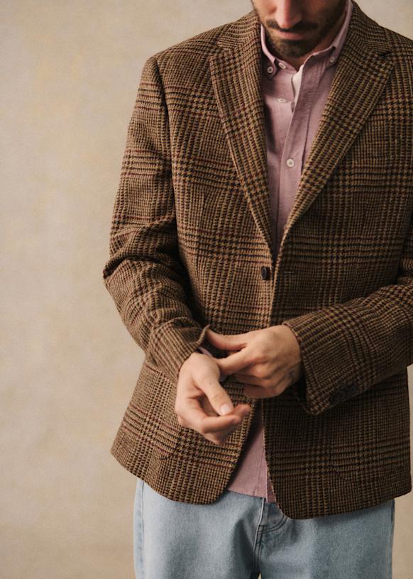 Riddle Jacket - Prince of Wales Beige - Wool - Sézane