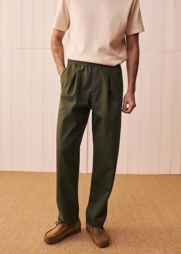 Maddox Straight Pants - Green - Cotton - Octobre Éditions