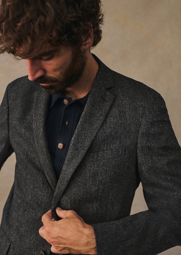 Lucas Tweed Jacket - Anthracite - Wool - Octobre Éditions Lucas Tweed Jacket - Anthracite - Wool - Octobre Éditions