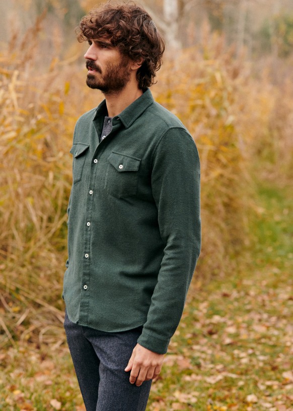 Barney Flannel Shirt - Green - Organic Cotton - Octobre Éditions