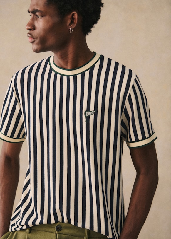 Waller Amour Club T-Shirt - Navy / Ecru - Organic cotton - organic