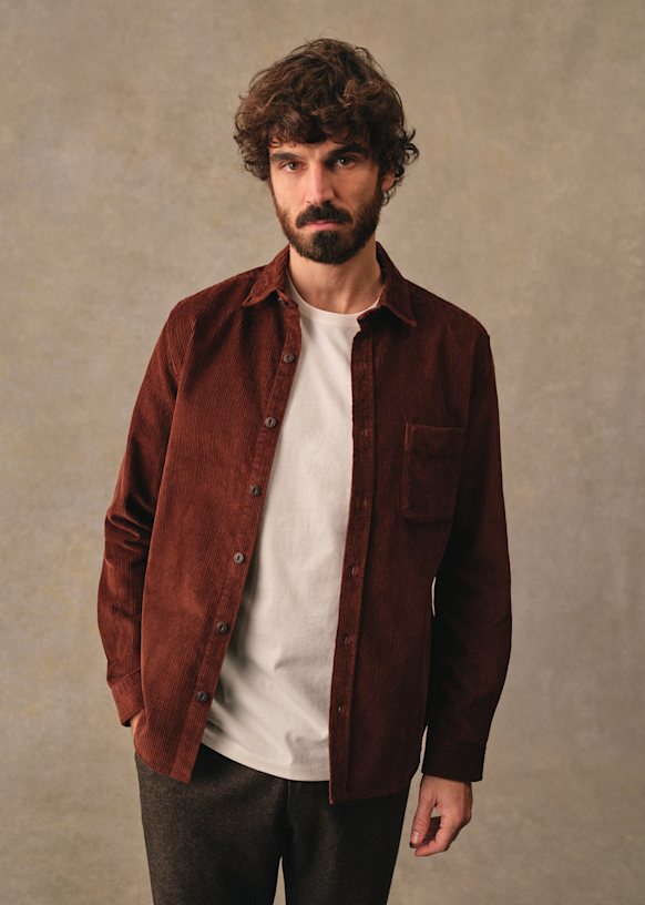 Lars Velours Shirt - Brown - Organic cotton - organic textile - Sézane