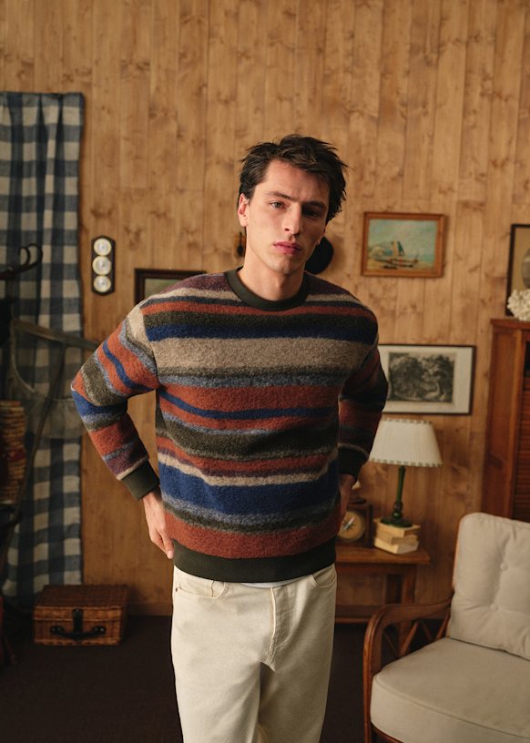 Ronix Sweatshirt - Multicoloured Stripes - Wool - Octobre Éditions