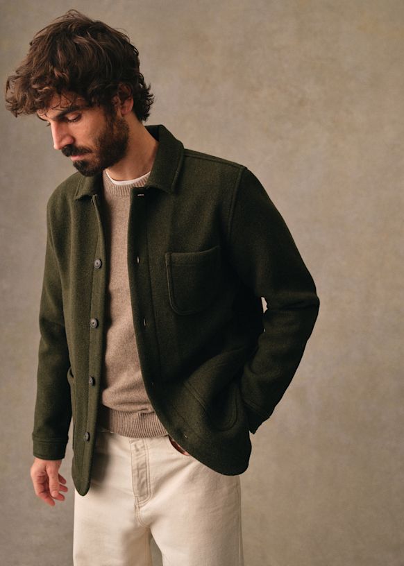 Nelson Jacket - Dark Green - Wool - Sézane