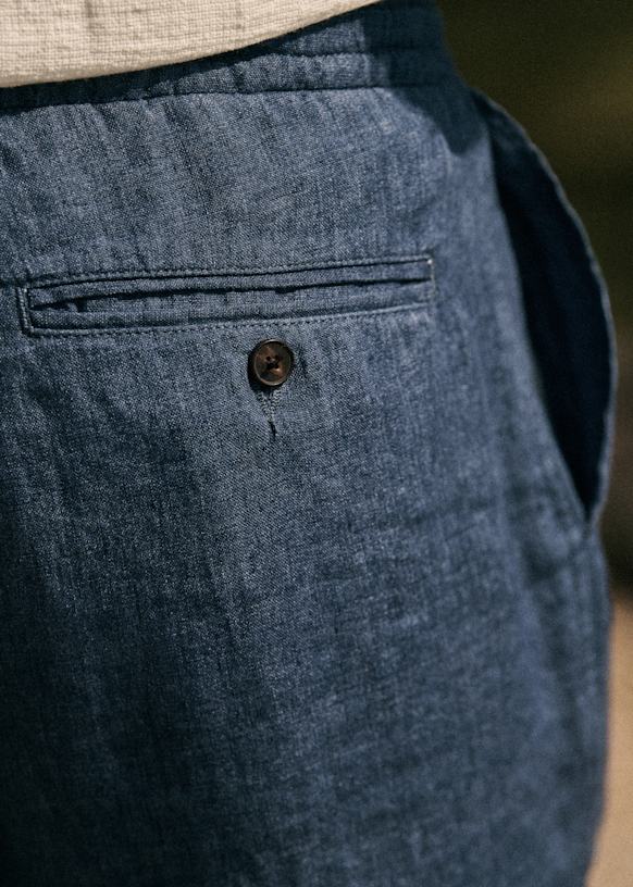 Agnel Trousers - Mottled Blue - Linen - Octobre Éditions