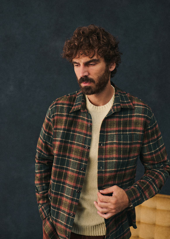 Lars Shirt - Green / Rust tartan - Wool - Sézane