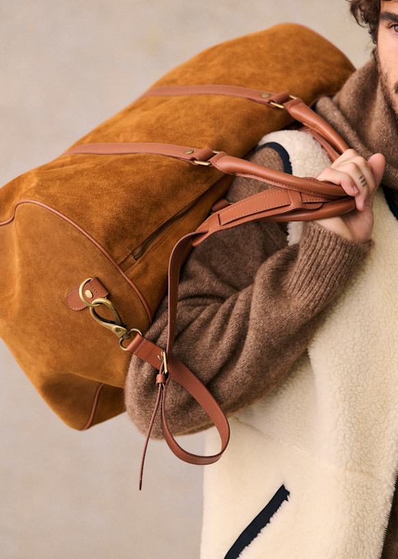Larkins Weekend Bag Camel Suede Bovine leather Sezane